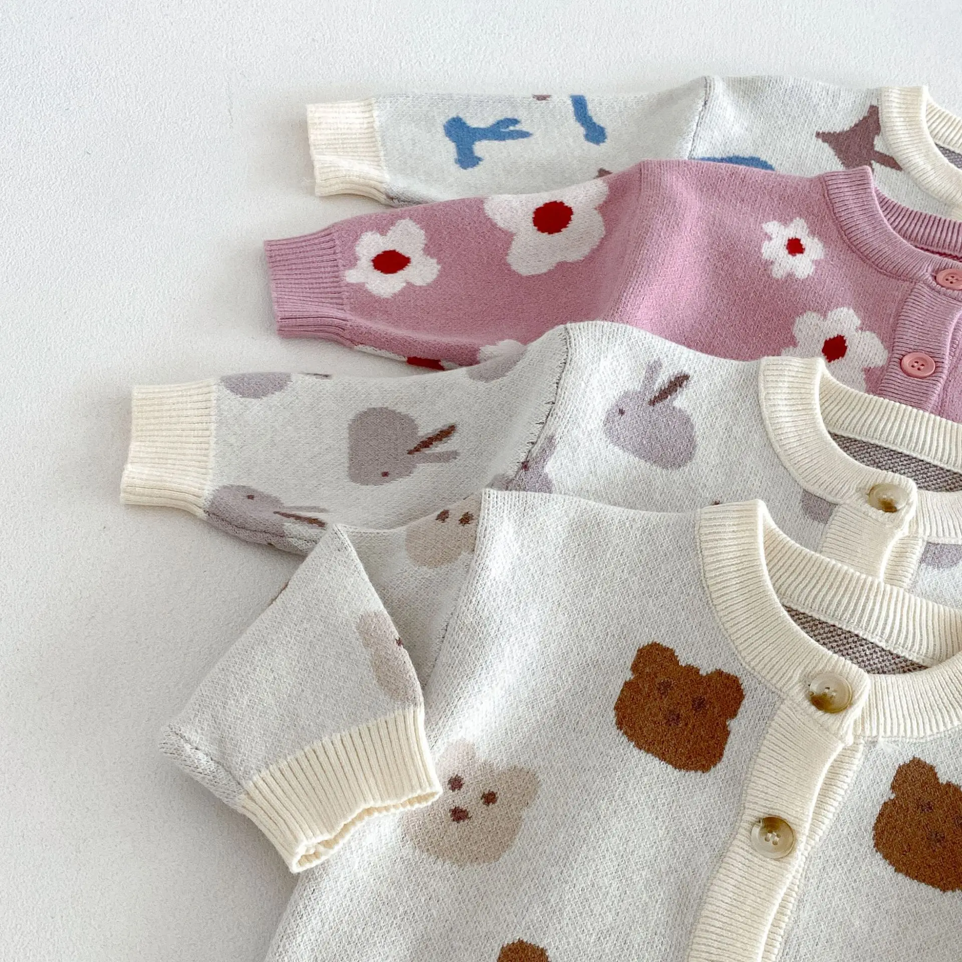 2026 Winter New Baby Long Sleeve Knitted Coat Boys Girls Cartoon Print Sweater Cardigan Infant Casual Knitwear Toddler Clothes 4