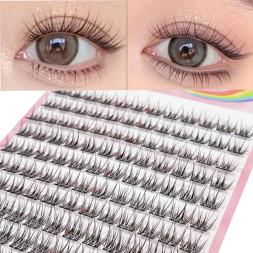 DIY Clusters Natural 10-16mm C/D Curl Individual Soft Tips Light Split Double Tips Segmented Eyelash Extension Dovetail Lashes