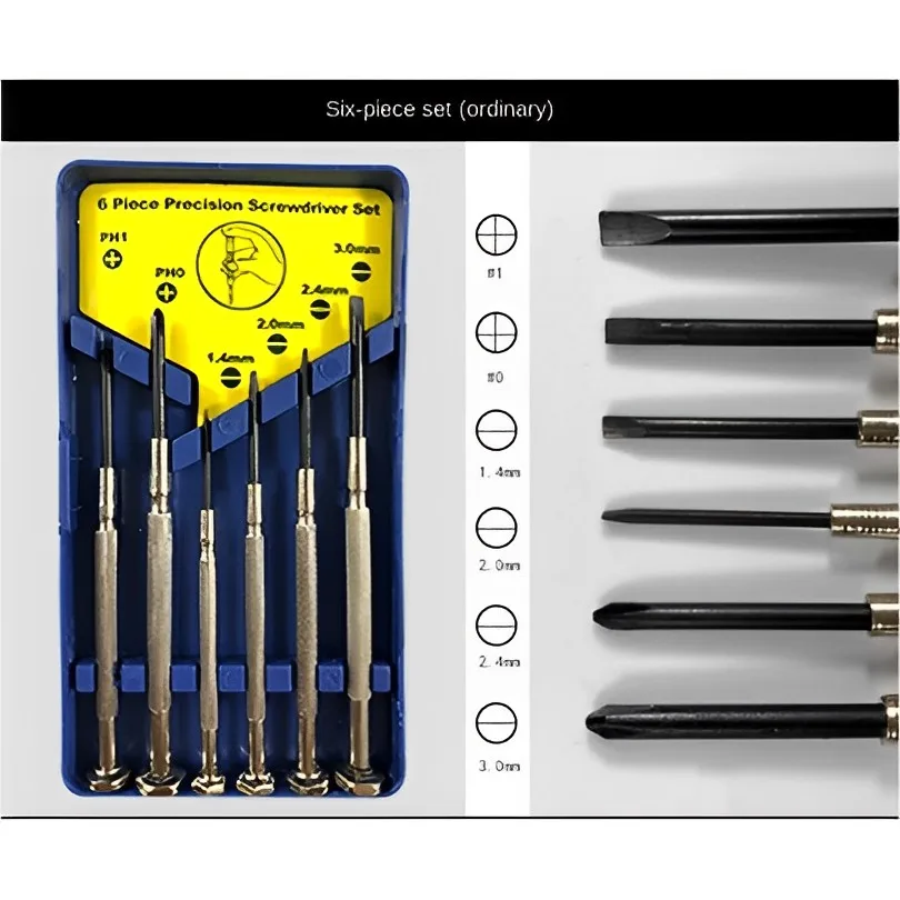 6pcs Mini Small Metal Antiskid Watch Screwdriver Set for Maintenance of Glasses and Watches Disassembling Watch Glasses