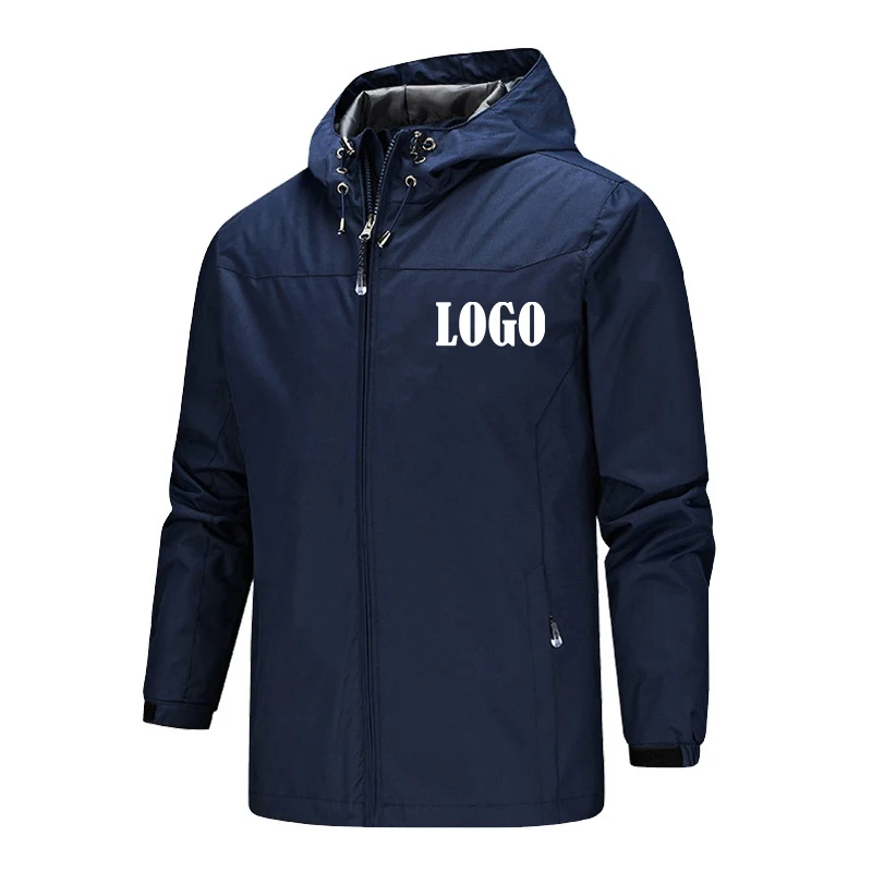 Custom Logo Men's Jackets Brand Spring Autumn Windproof DIY Print Zipper Coat Solid Color Fashion Casual Outdoor Male Jacket 5XL