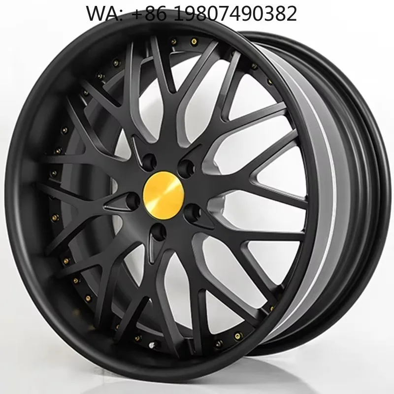 18-24 Inch Full Black Spoke Rim Forged Wheels 2-Piece Alloy Custom Deep Concave Aftermarket Auto Rims
