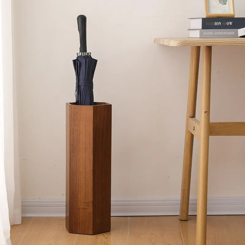 Holz-Schirmständer, Nordisches Japandi Vintage-Design, Handgefertigter Aufbewahrungseimer für Kreative Heim- und Café-Dekoration