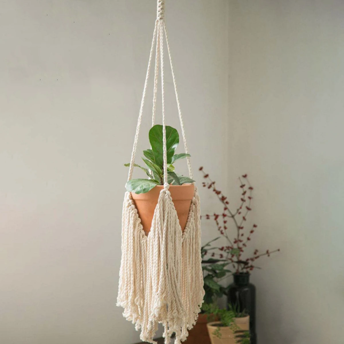 Handmade Macrame Plant Hangers Hanging Cotton Rope Hanging Planter Garden Plant Pot Holder Decor for Indoor Living Room Balcony