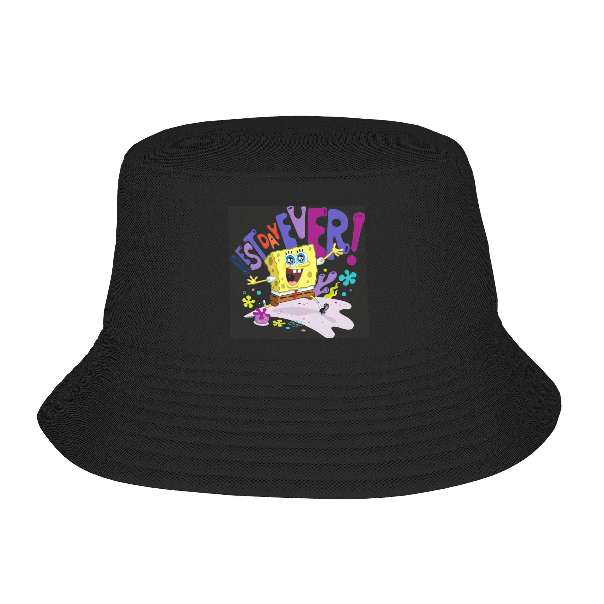 Couple Spongebobs Bucket Hat Best Day Ever Foldable Fisherman Hats Summer Vintage Beach Travel Caps Hawaii Graphic Sunscreen Hat