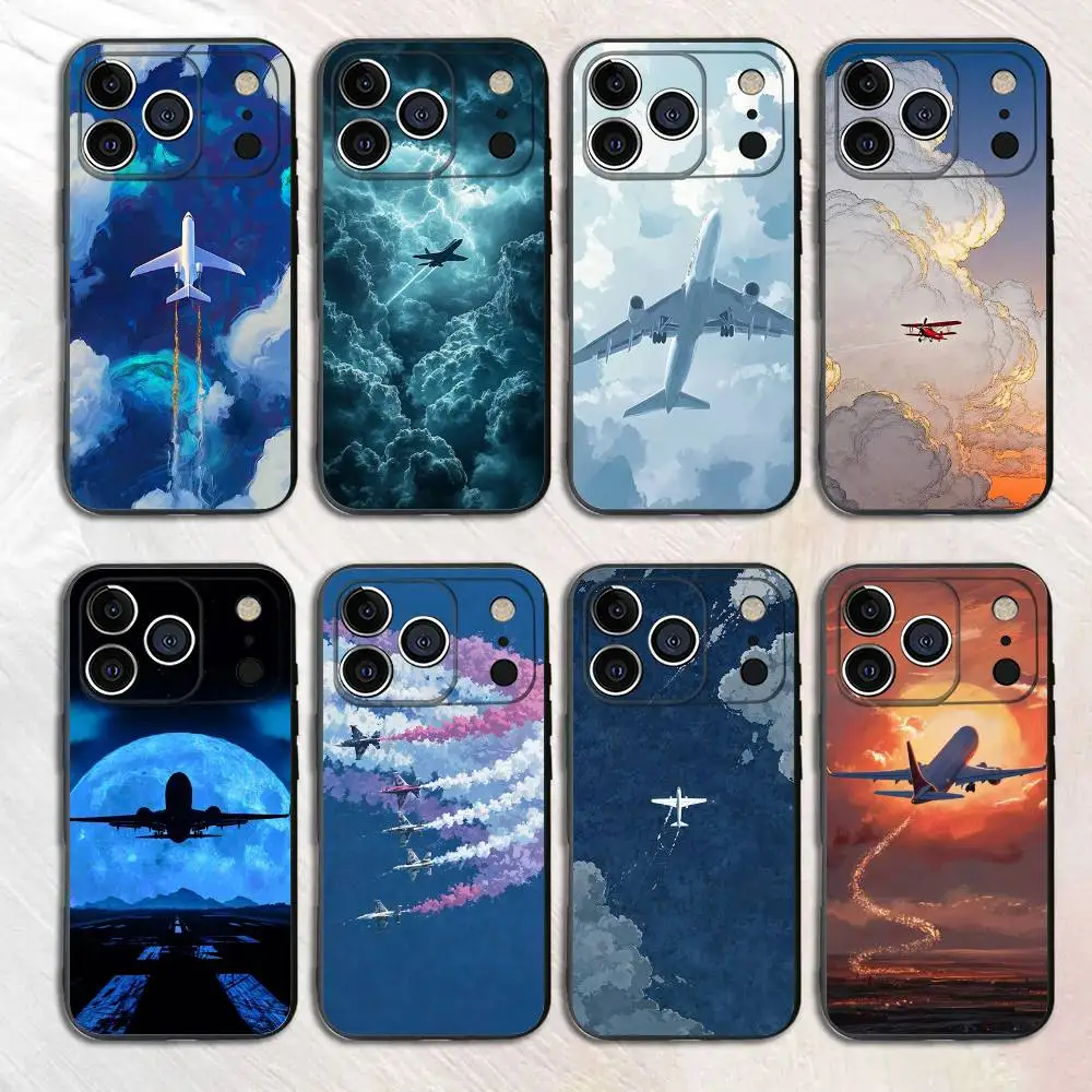 

Airplane Silicone Phone Case For iPhone 17,16,15,14,13,12,11 X XR XS Plus Pro Max SE Shockproof Soft Cover