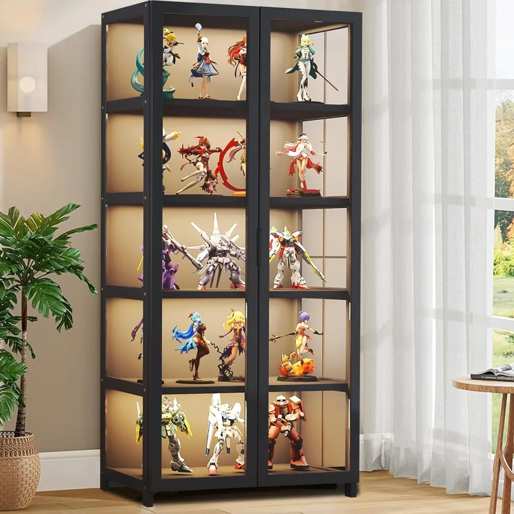 خزانة عرض زجاجية أكريليك مكونة من 5 طبقات، عرض بطول 68 بوصة للمقتنيات ورف منظم الألعاب #6