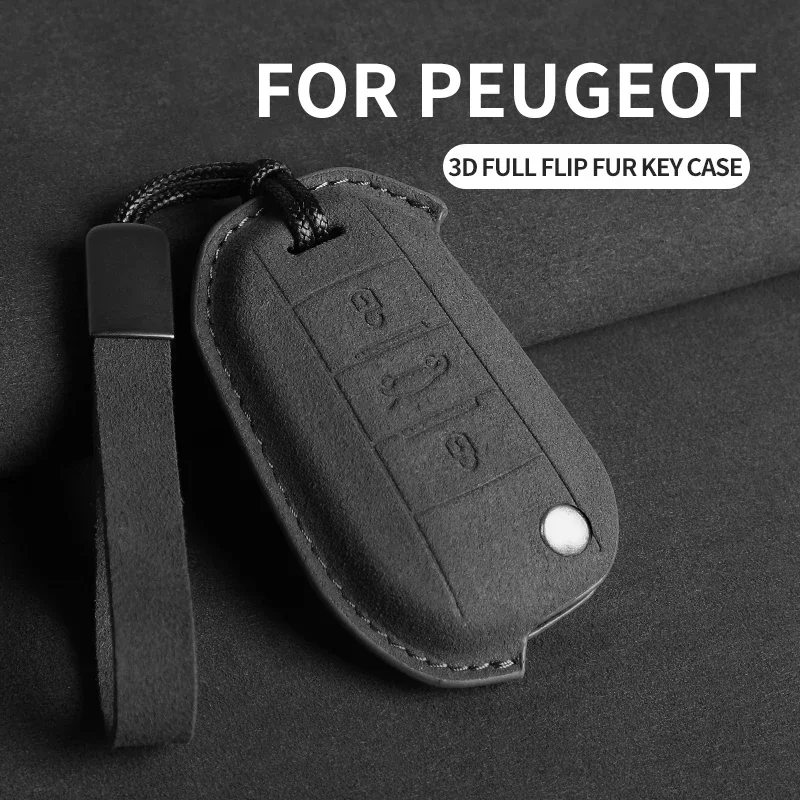 

Suede Car Flip Key Case Cover Protector Shell For Peugeot 208 3008 308 508 408 2008 307 4008 For Citroen C4 C3 C6 CACTUS C8