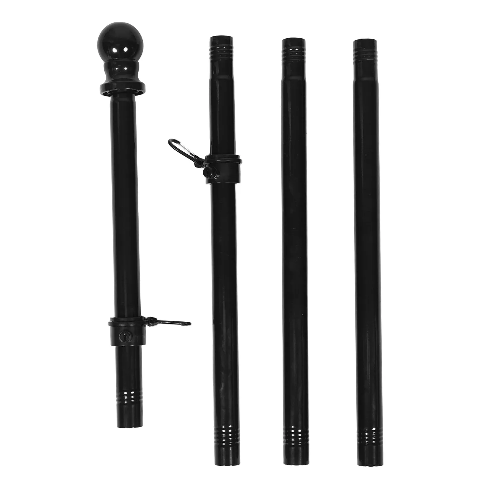 1Set Sectional Stainless Steel Flagpole Kit Black Finish Heavy Duty Outdoor Yard Garden Porch Flag Holder Stand