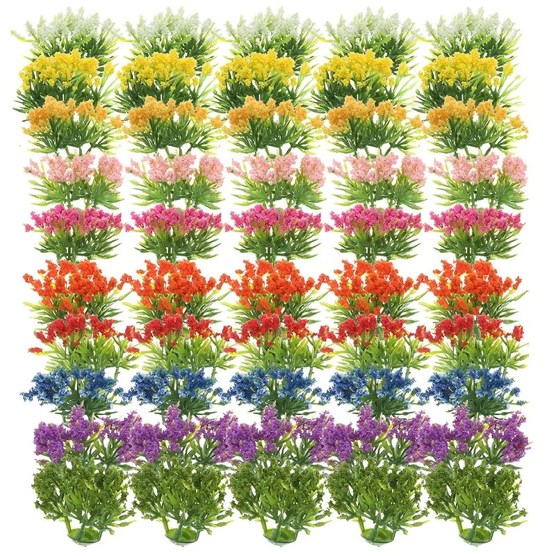 50 Pcs Mixed Model Flower Miniature Flower Cluster 3cm/5cm Plastic Train Railway Model Architectural Model Landscape Decoration