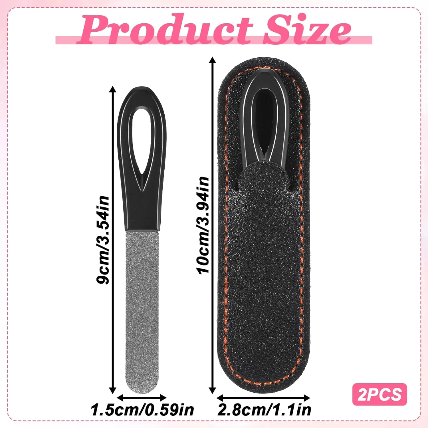

Ouriner Metal Nail File Stainless Steel Double Travel Nail File with Leather Cases and Non Slip Handle for Men and Women
