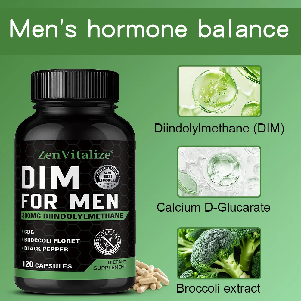 Suplemento DIM de 300mg - Apoia a desintoxicação, aumenta o metabolismo, alivia o estresse e melhora o desempenho atlético