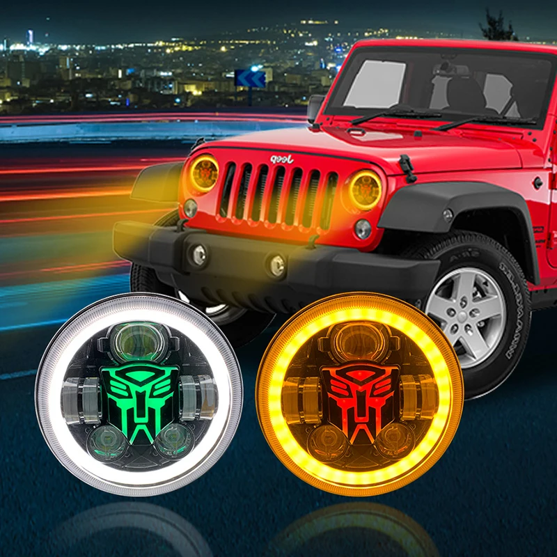 Motorcycle 7 Inch LED Headlights Ultra Classic RGB Headlights LED DRL Car Headlight Motorcycle Accessories for Wrangler SUV