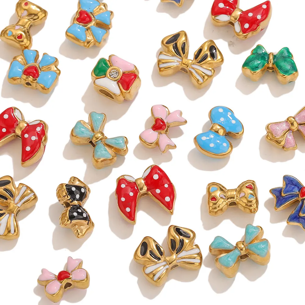 2 قطعة الفولاذ المقاوم للصدأ Bowknot خزر عازل ل سوار قلادة المينا فضفاض الخرز DIY بها بنفسك لطيف الخرزة صنع المجوهرات Supplies الحرفية