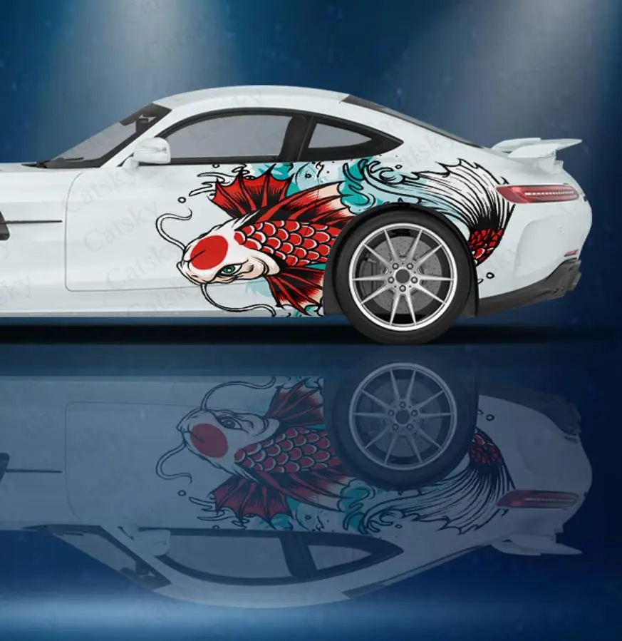 

Koi Flower Design Vinyl Sticker Decal Kit Retrofit Side Graphic Accessories Fits Most Car Custom Graphic Stickers