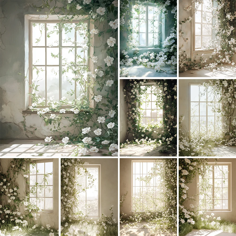 

Photography Background Spring Retro Window Floral Adult Birthday Wedding Maternity Portrait Decor Backdrop Photo Studio