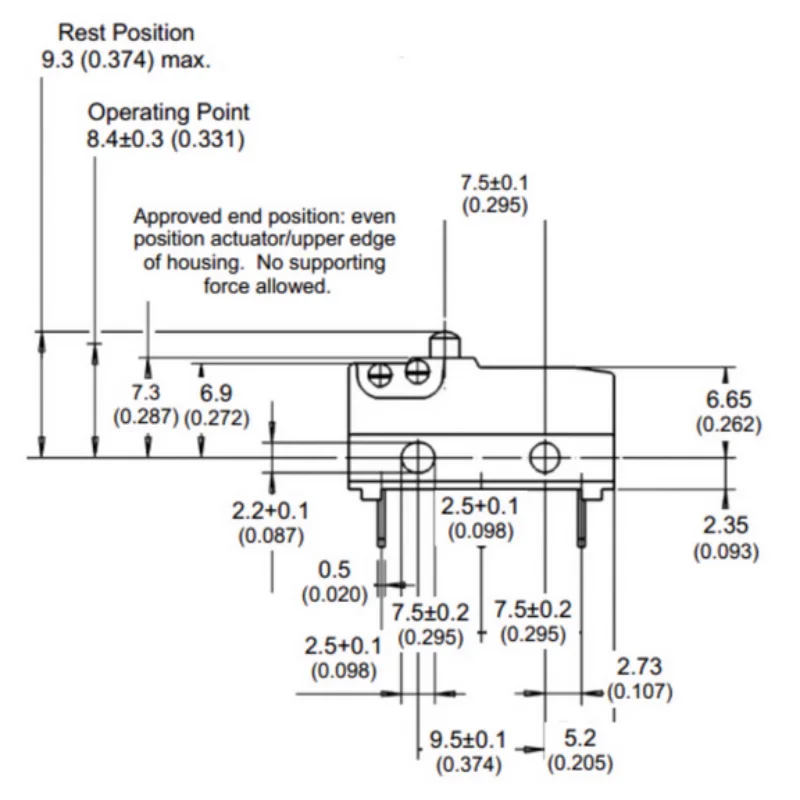 1 szt. przełącznika mikro Cherry DB2, przycisk resetowania, 3-pinowy, 10.1a