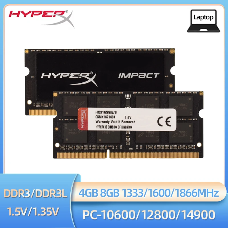 HyperX Laptop Ram DDR3L DDR3 8GB 4GB 1333Mhz 1600Mhz 1866Mhz SODIMM PC3-12800 PC3-14900 Notebook Ram DDR3 Dual Channel