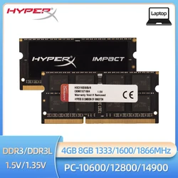 HyperX 듀얼 채널 노트북 램, DDR3L, DDR3 8GB, 4GB, 1333Mhz, 1600Mhz, 1866Mhz, SODIMM PC3-12800 PC3-14900