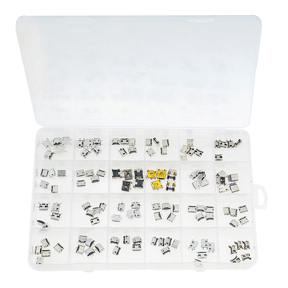 120PCS/BOX 24 Models Each 5PCS Micro Female USB Connector Usb Jack Socket Female Terminal For MP 3 4 5 Other Mobile Accessories