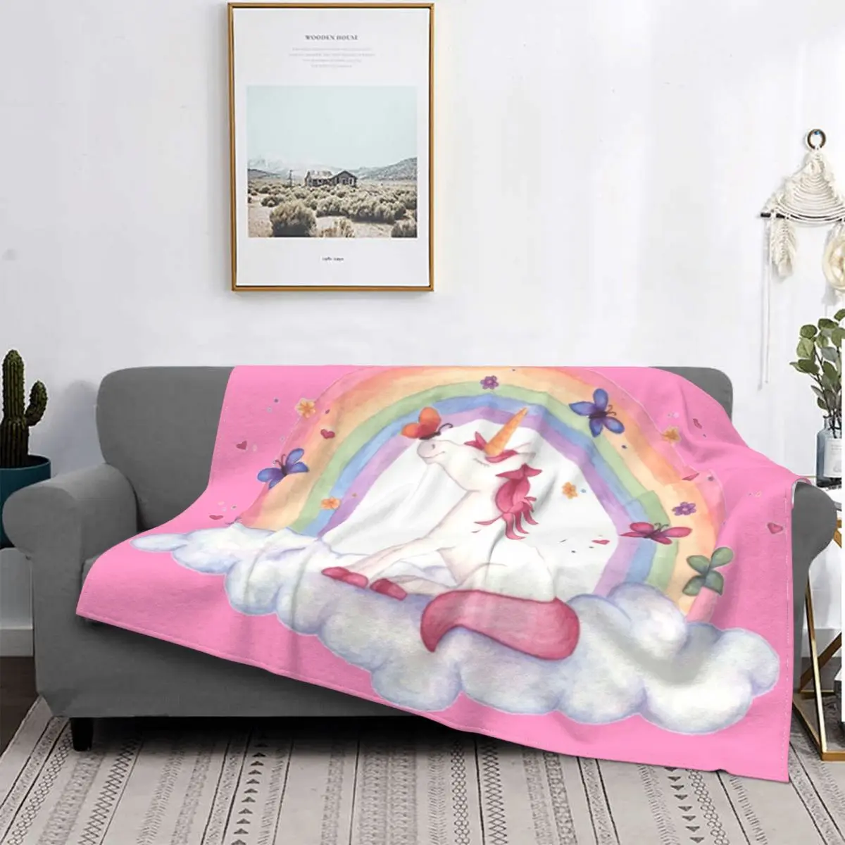 Magical Unicorn Blanket Flannel Summer Rainbow Portable Soft Throw Blanket for Bedding Travel Quilt