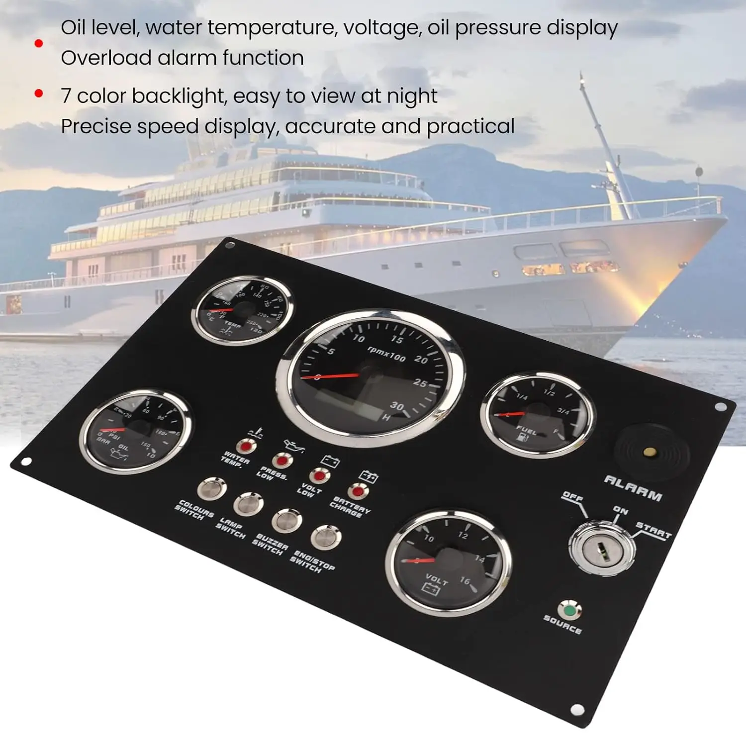 85 มม.52 มม.6 ชุดวัด Speedometer TACHOMETER การใช้ระดับความดันน้ํามันอุณหภูมิน้ําเครื่องวัดโวลต์