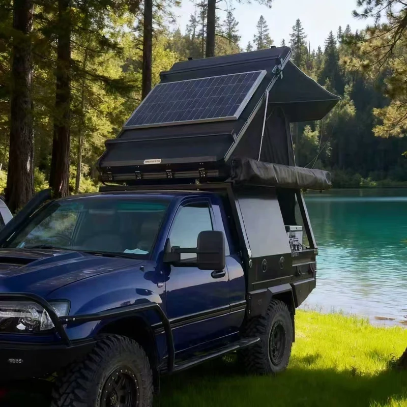 Hot Selling Aluminium Triangle Hard Shell Rooftop Tent Outdoor Camping Shelter With Solar Panel