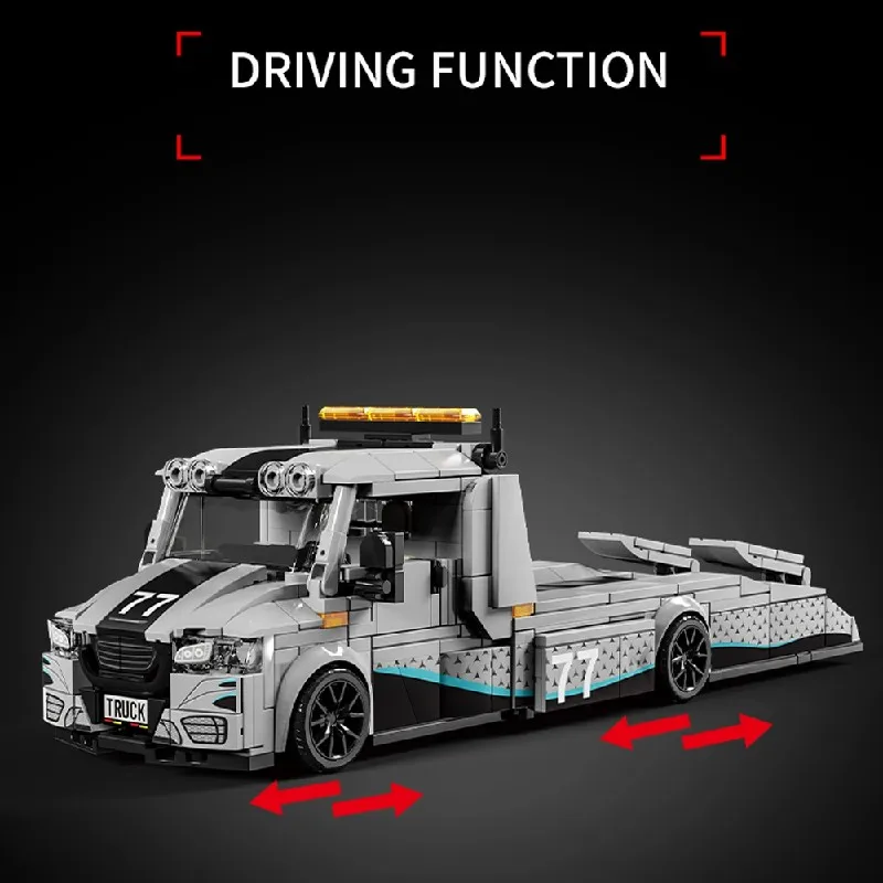 スプリンタートレーラー大型トラックビルディングブロック輸送車両シティストリートビューレンガモデルキット男の子のおもちゃ大人子供ギフト672個