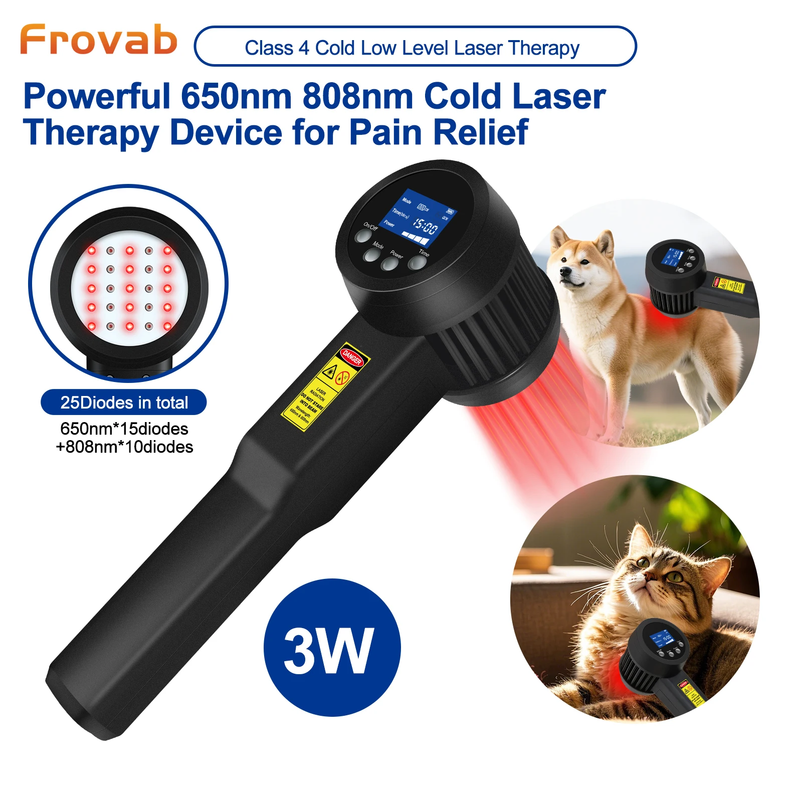 

Professional Cold Laser Therapy Device 650nm 808nm Red Infrared Light Therapy for Arthritis Joint Muscle Pain Relief Home Clinic