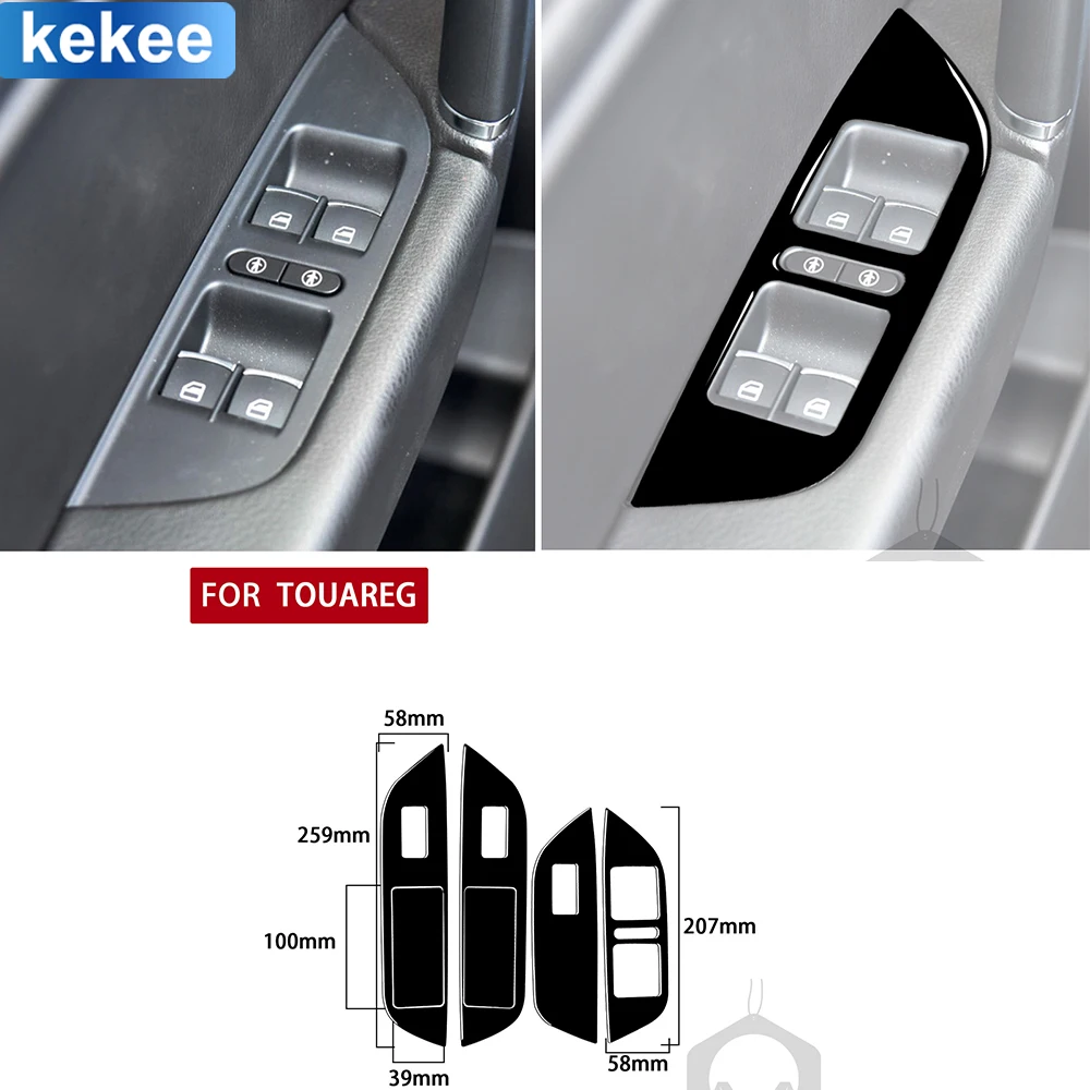 

For VW Touareg 7P MK2 2011 2012 2013 2014 2015 2016 2017 2018 Window Lift Panel Piano Black Stickers Car Interior Accessories