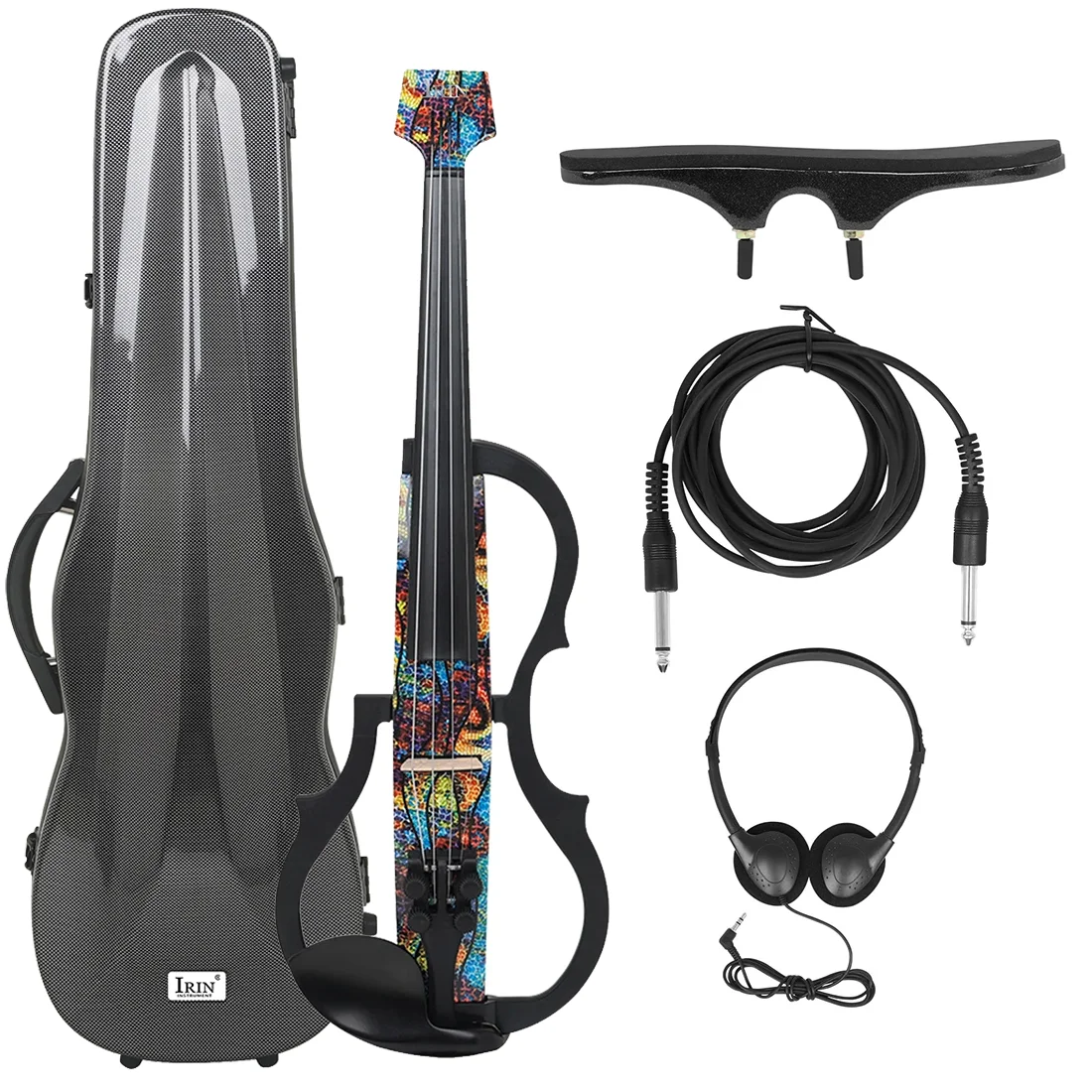 Electric Violin 4/4 Colorful Silent Smart Technology Carbon Fiber Professional Advanced Electric Violin Shoulder Headphones