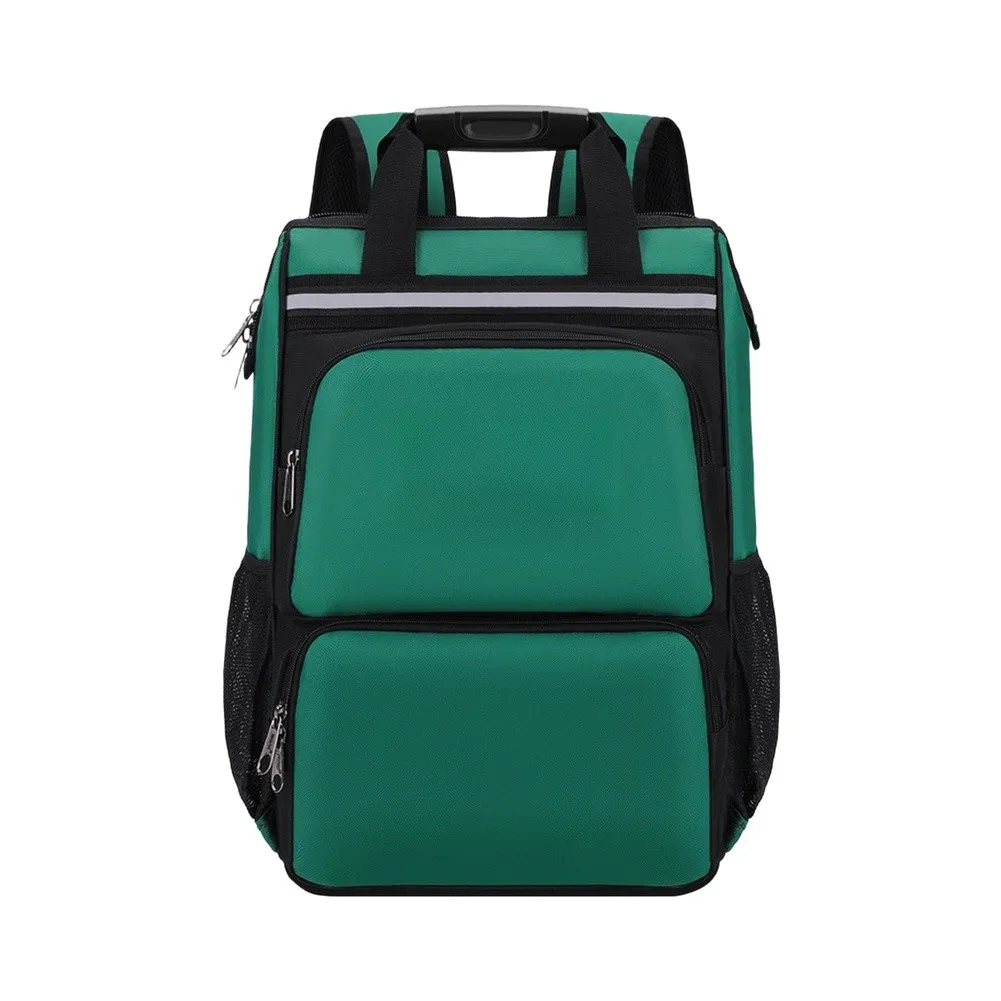 Green Tool Backpack for Electricians and Air Conditioning Technicians Multiple Pockets Padded Straps ABS Construction