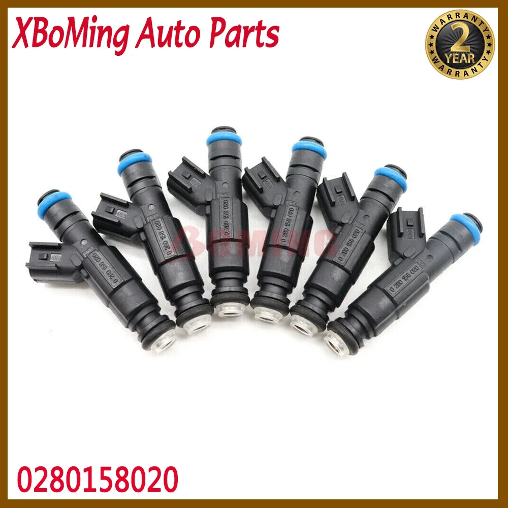 6PCS 0280158020 Fuel Injector For Dodge Dakota Nitro Durango RAM 1500 Mitsubishi Raider Jeep Liberty Commander 3.7L 2004-2012