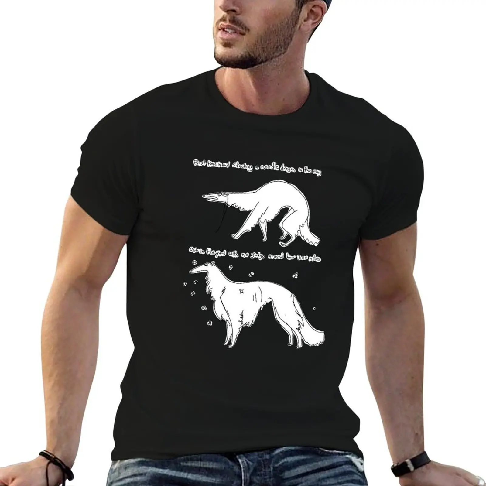 Stacking - Camiseta de manga corta de gran tamaño con estampado de Noodle Dragon Comic para hombre