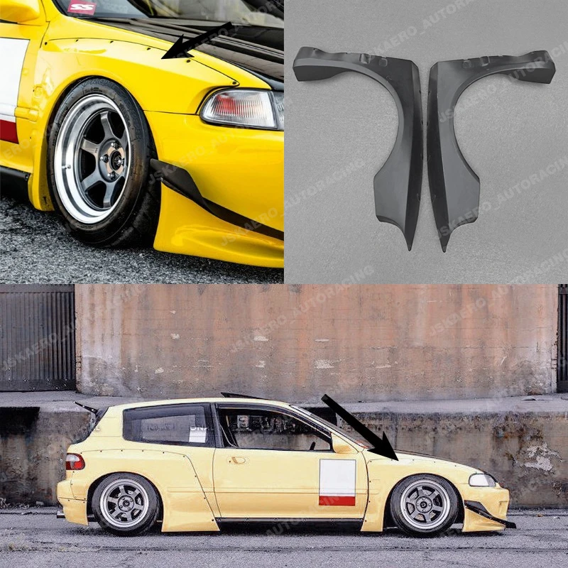 

For Honda 92-95 Civic EG Hatchback FRP Unpainted wide body Front Fender car bodykits 2Pcs