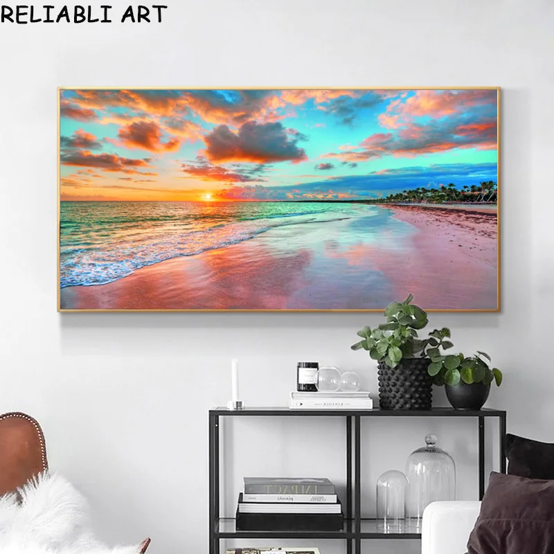 Natural Landscape Poster Sky Sea Sunrise Painting Printed On Canvas Home Decor Wall Art Pictures For Living Room Interior Art