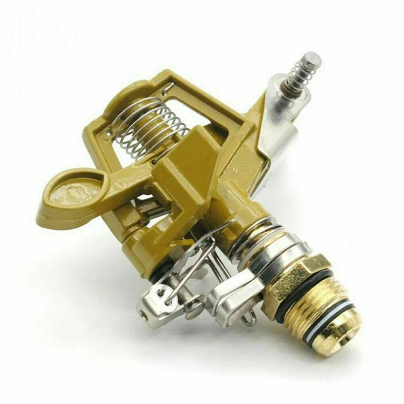 Water Sprinkler Garden Lawn Impulse Metal Spray Nozzle With Spike Needle Insertion Grass Hose Connector 360 Degree Irrigation