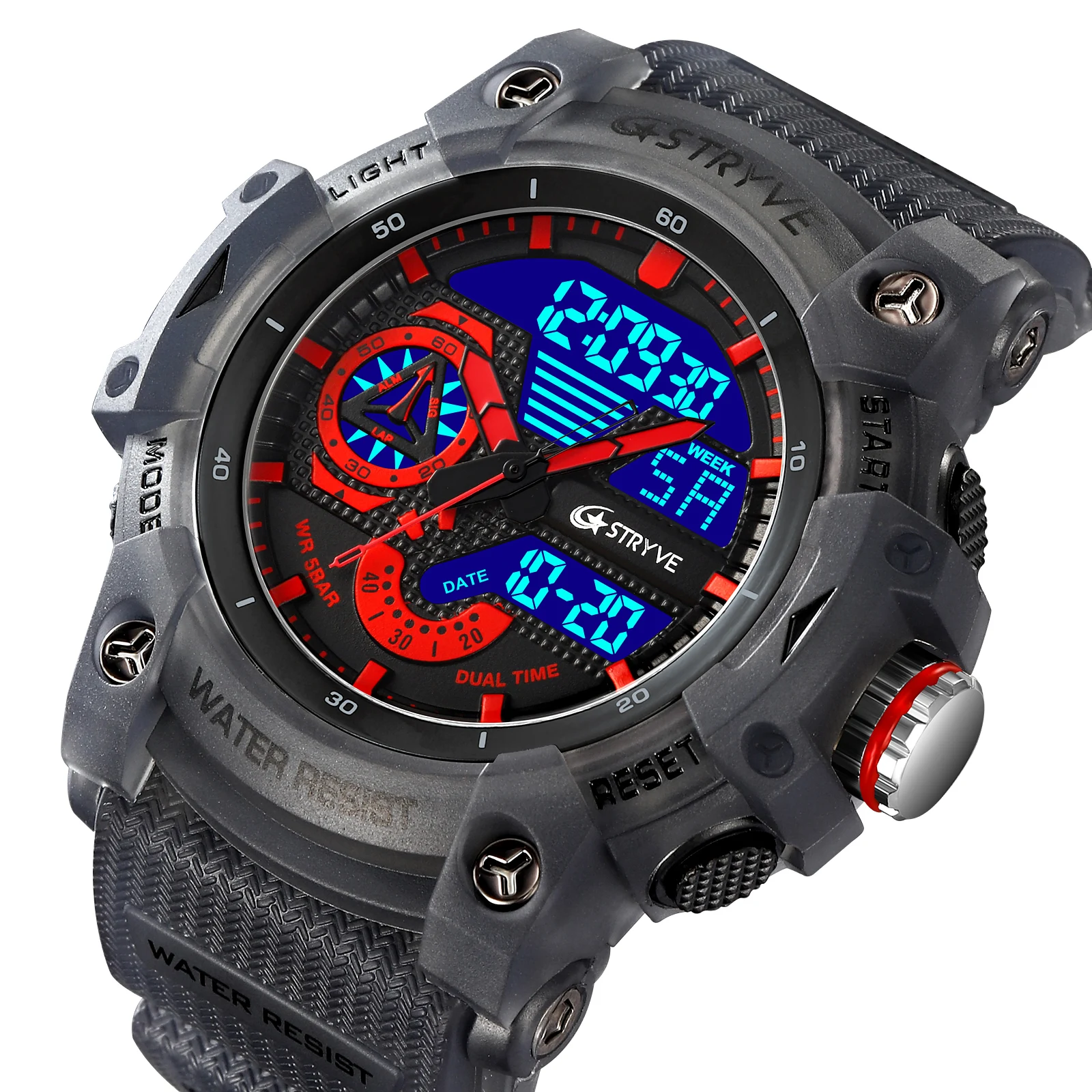 New STRYVE Watch 8029 Popular Sports Men's Watch Good Quality Analog-Digital Dual Movement Calendar Luminous Waterproof  Watches