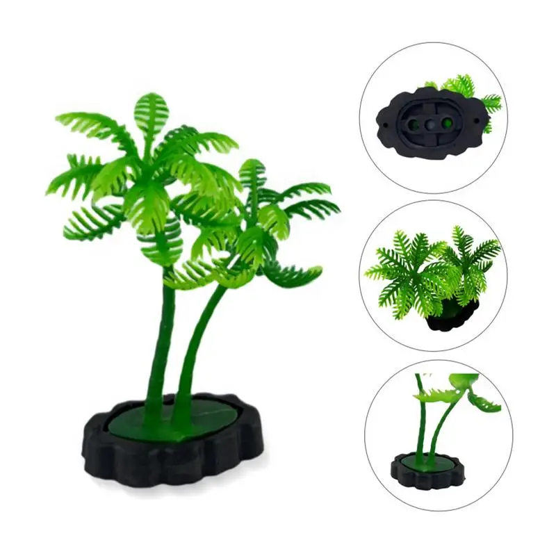 Green Aquarium Plants Mini Green Plants Landscape Undersea Water Grass Viewing Coconut Palm Tree for Aquarium Decorations