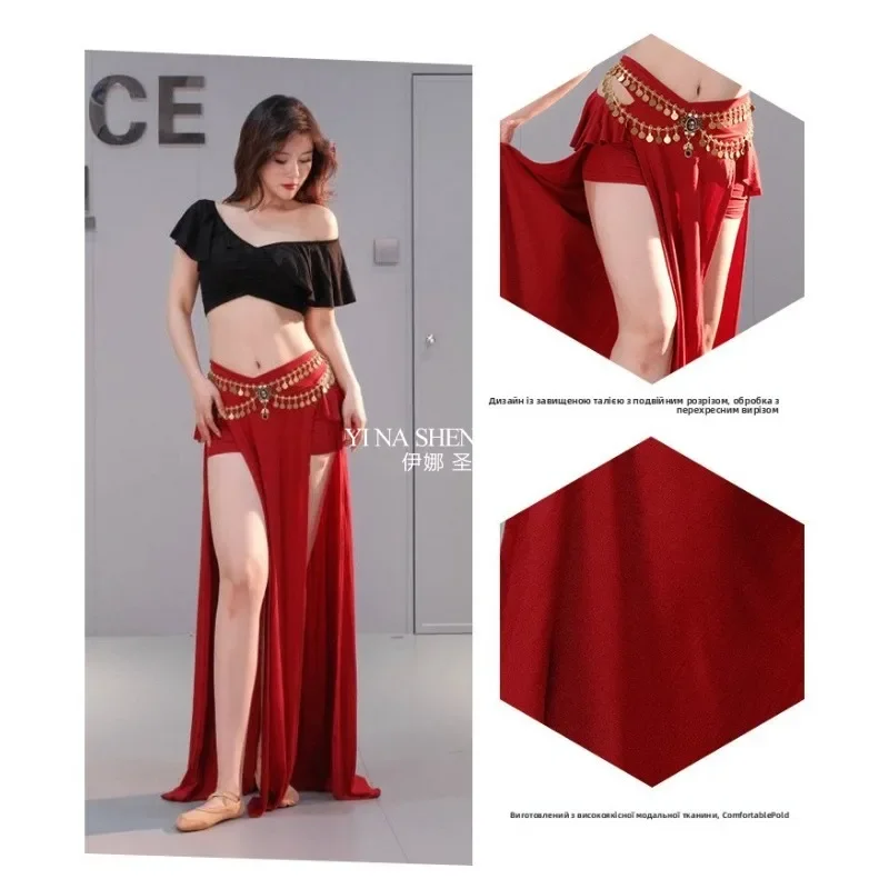 جديد ملابس تدريب الرقص الشرقي مثير مع تنورة طويلة بالإضافة إلى حجم أداء الرقص الشرقي مجموعة أعلى وتنورة للنساء