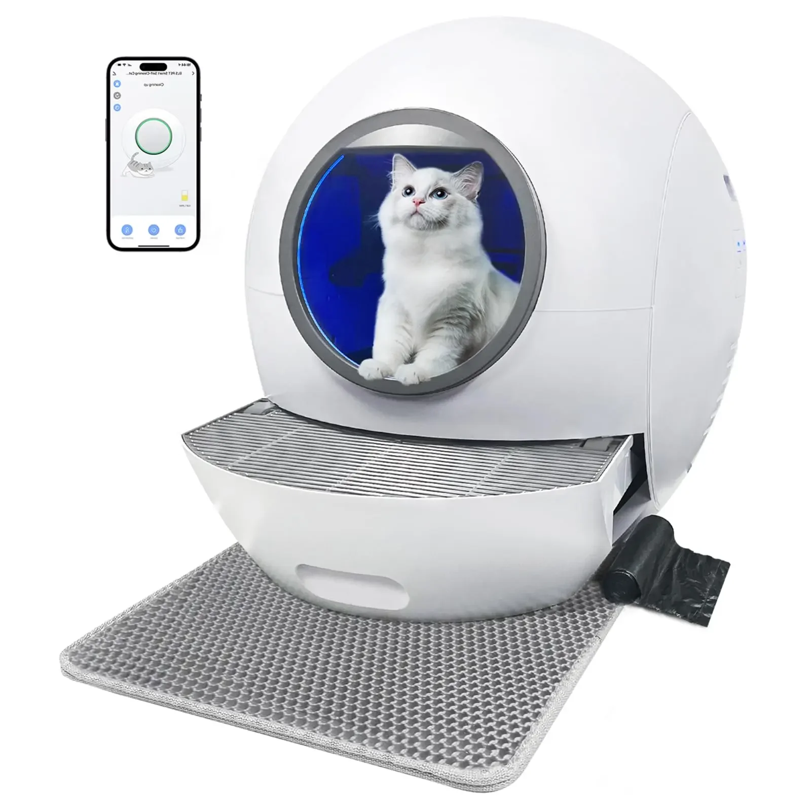 Els-caja de arena para gatos, caja de arena por aplicación automática con Control, Monitor inteligente, sin olor, Extra grande, para múltiples gatos
