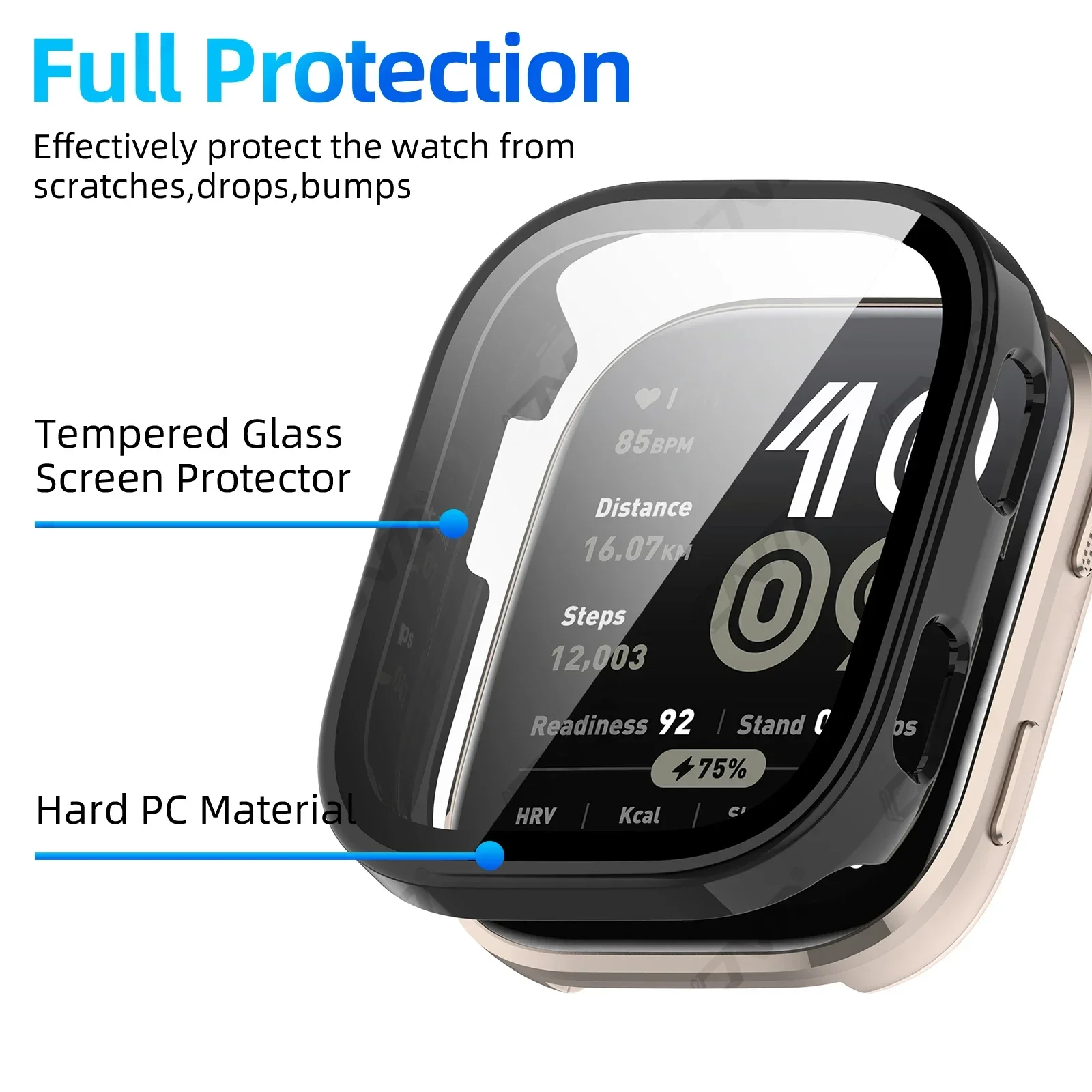 HD Glass+PC Case for Amazfit Bip Max Full Coverage Scratch-resistant Screen Protective Cover for Amazfit Bip 6 Shell Accessories