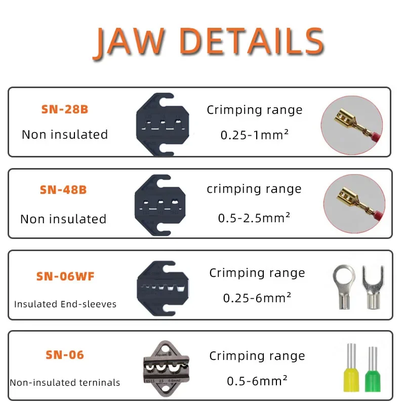 SN-02C Crimping Plier Set For Tube Type Pre-insulated Bare Terminals Plug-in Spring Connector Terminal Crimping Tools