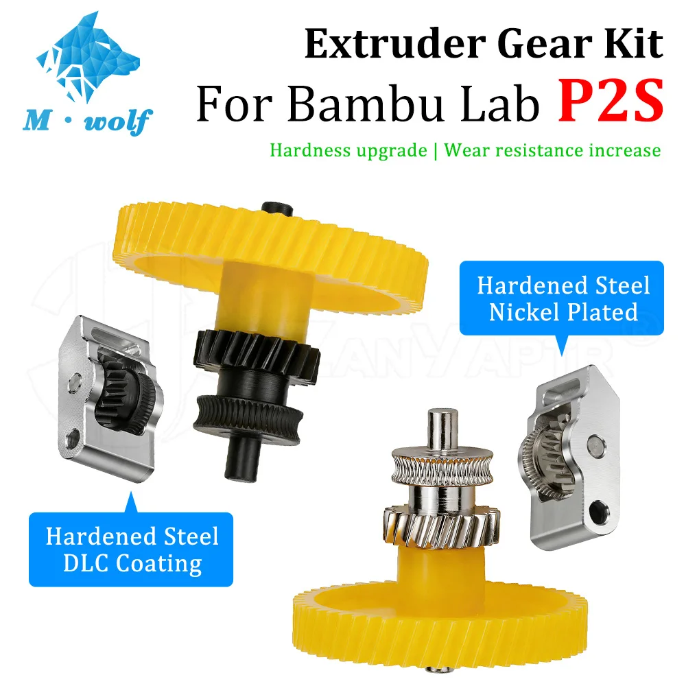 

P2S DLC Nickel Plated Coating Extruder Gear for Bambu Lab P2S 3D Printer Hardened Steel Replacement Parts