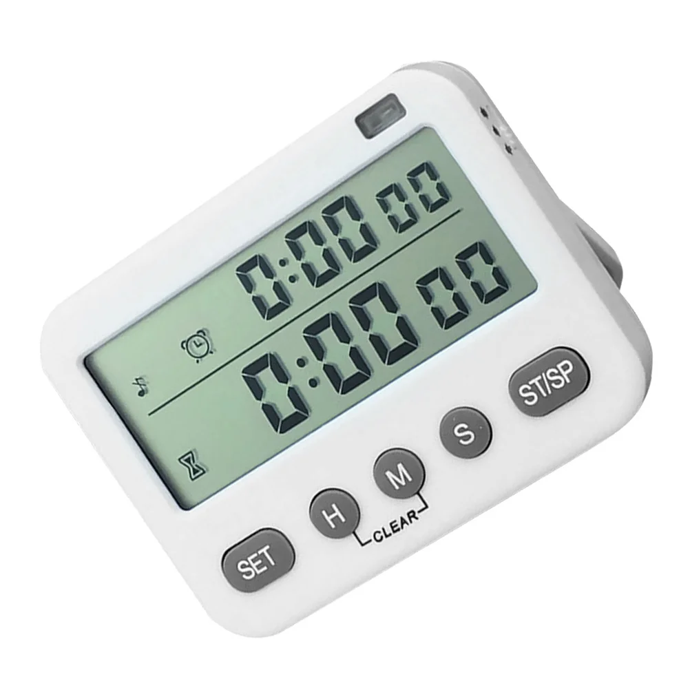 

Double Screen Digital Kitchen Timer Up Clock With Loud Alarm Function For Timing White 120V