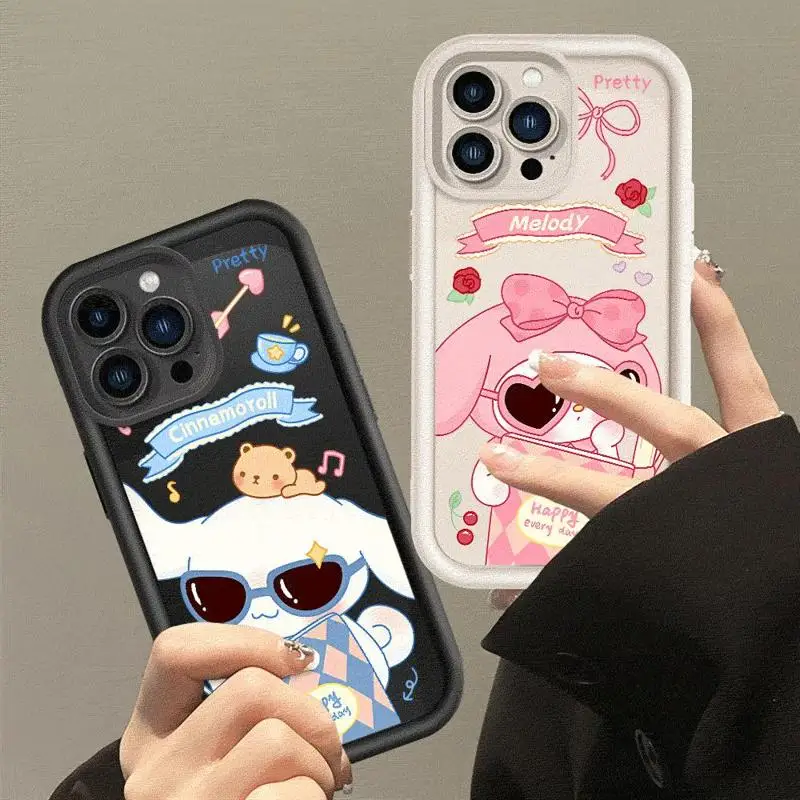 

Cute Melody Cinnamoroll Case For Apple iPhone 15 11 13 14 Pro Max 12 Silicone 15 Plus 11Pro Soft Phone Cover