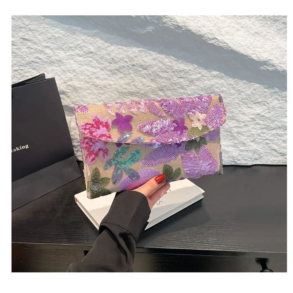 Stylish Sequin Evening Clutch Bags Beaded Elegant Party Purses Glitter Exquisite Floral Embroidery Bags Special Occasions
