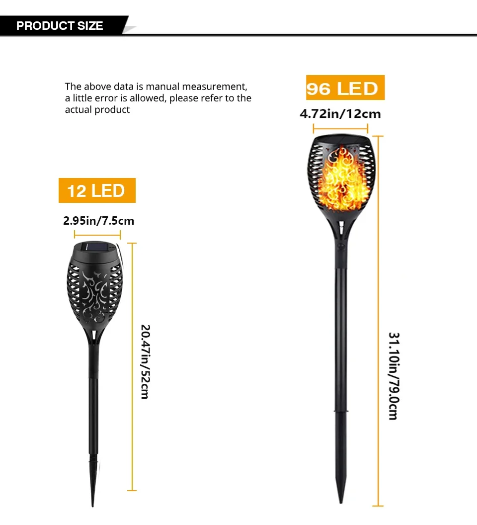 Garden Solar Lights Outdoor Flickering Flames Torch Solar Path Light Dancing Flame Lighting Dusk to Dawn Flickering Torches