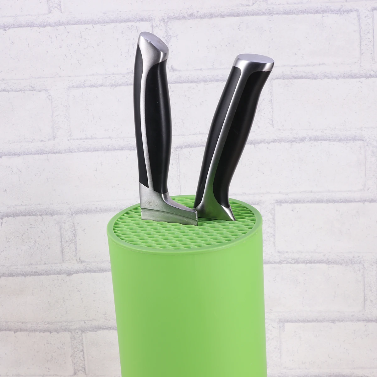 

Dual Layer Kitchen Knife Holder Rack Simple Plastic Storage with Small Drainage Holes for Multiple Knives for Countertop