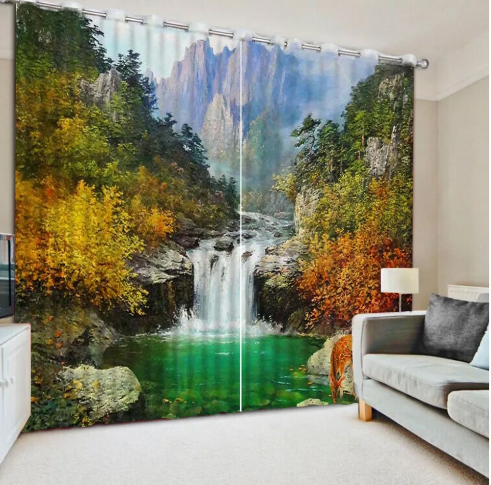 curtains for living room modern 3d curtains style curtains Alpine forest creek beautiful curtains