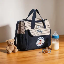 Fashionable printed cartoon multifunctional one shoulder mommy bag Portable lightweight diagonal diaper bag